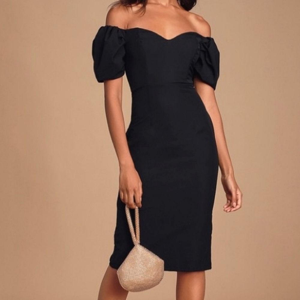 Lulu's Lucky Number Puff Sleeve Dress #LBD